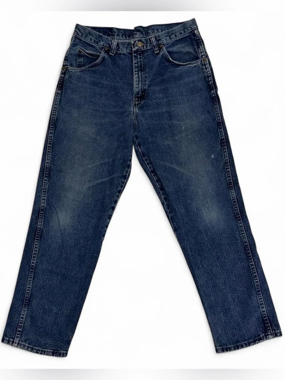 Vintage 90s Wrangler USA Retro Y2K Medium Blue Wash Denim Straight Leg Jeans 30”